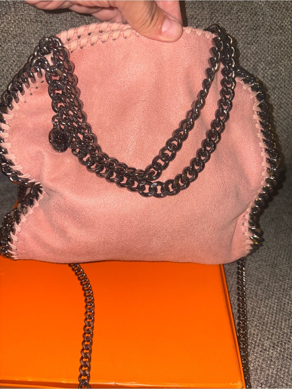 Stella McCartney Blush Pink Suede-Look Chain Shoulder Bag mini - Picture 3 of 15